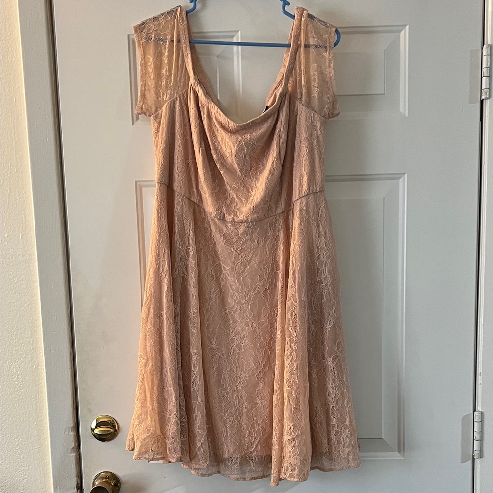 Elegant Lace Mini Dress in Peach/Light Pink